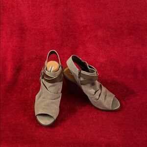 Miz Mooz Taupe Peep-Toe Heels